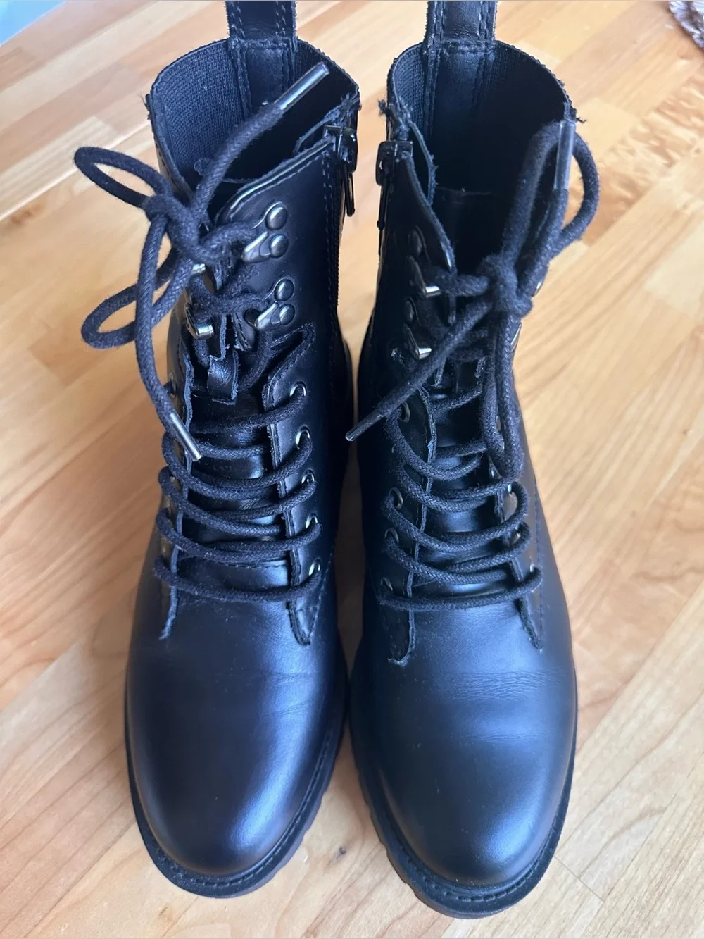 Steve Madden Black Lace-Up Women's Combat Boots